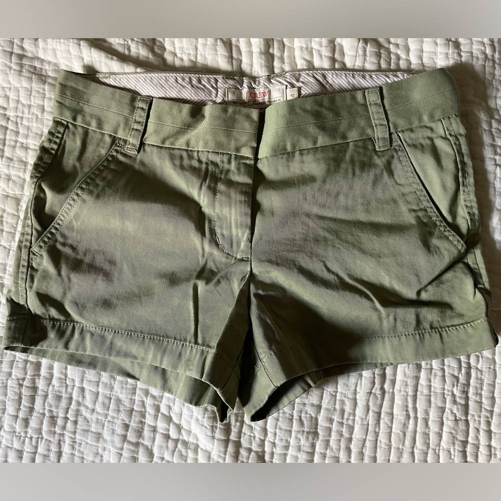 J. Crew 100% Cotton Chino Broken-in Shorts, Size 4, Sage Green, BNWT